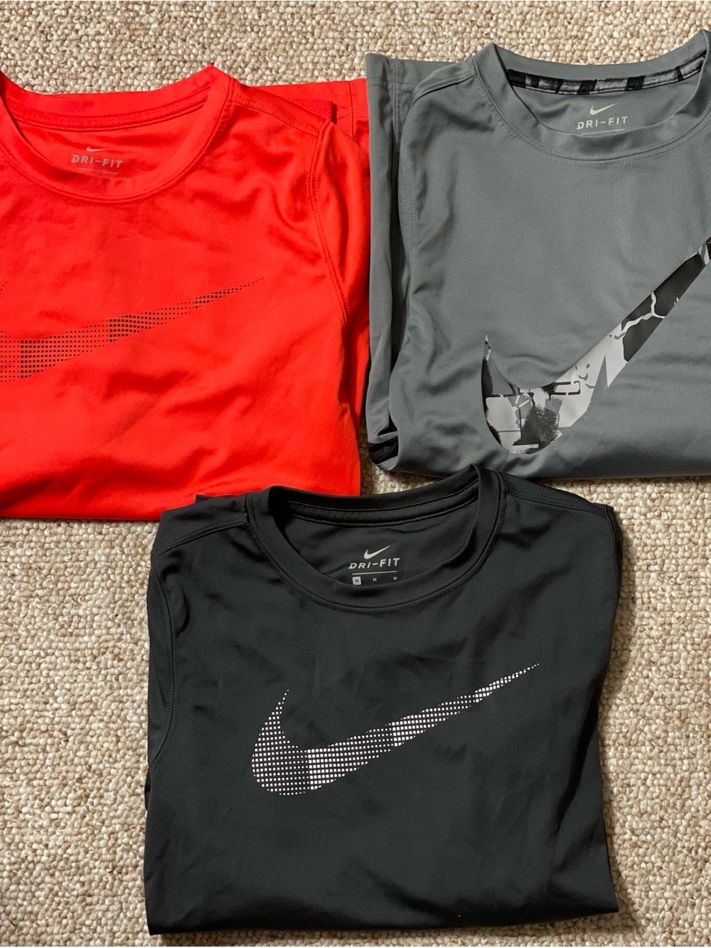 Lot of Nike Boy’s Dri-FIT Long Sleeve Shirt - Orange, Gray, Black